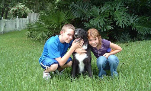 Me, my sister Michéle, and our dog Rocky (around 2002).